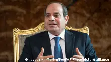 15.10.2023**Egypt's President Abdel Fattah El-Sisi speaks while meeting with U.S. Secretary of State Antony Blinken, at Al-Ittihadiya Palace in Cairo, Sunday Oct. 15, 2023. (AP Photo/Jacquelyn Martin, Pool)