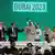 Der Präsident der COP28, Sultan Ahmed al-Dschaber, erhält Applaus auf der Plenarsitzung der UN-Klimakonferenz COP28 in Dubai