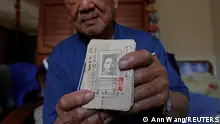 Sun Kuo-hsi, 110, poses with his Kuomintang party membership card, which states he joined the party in 1940, in his room at the Taoyuan Veterans home in Taoyuan, Taiwan November 6, 2023. Sun vividly remembers the chaos of the final years of the Chinese Civil War and the government forces he fought for collapsing in front of Mao Zedong's Communists, forcing him to flee by boat to Taiwan in 1949 in a perilous eight-day crossing. There was no dock. Everyone was splashing around in the water, Sun told Reuters. Talking about it with young people now, they've not been through that time, they don't care, say it's in the past. Nobody listens, said Sun, one of the last generation in Taiwan to have fought against China and experience war. REUTERS/Ann Wang SEARCH WANG TAIWAN VETERANS FOR THIS STORY. SEARCH WIDER IMAGE FOR ALL STORIES.