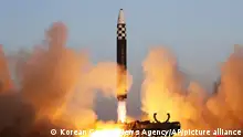 FILE - This photo provided by the North Korean government shows what it says is an intercontinental ballistic missile in a launching drill at the Sunan international airport in Pyongyang, North Korea on March 16, 2023. Independent journalists were not given access to cover the event depicted in this image distributed by the North Korean government. The content of this image is as provided and cannot be independently verified. Korean language watermark on image as provided by source reads: KCNA which is the abbreviation for Korean Central News Agency. (Korean Central News Agency/Korea News Service via AP, File)