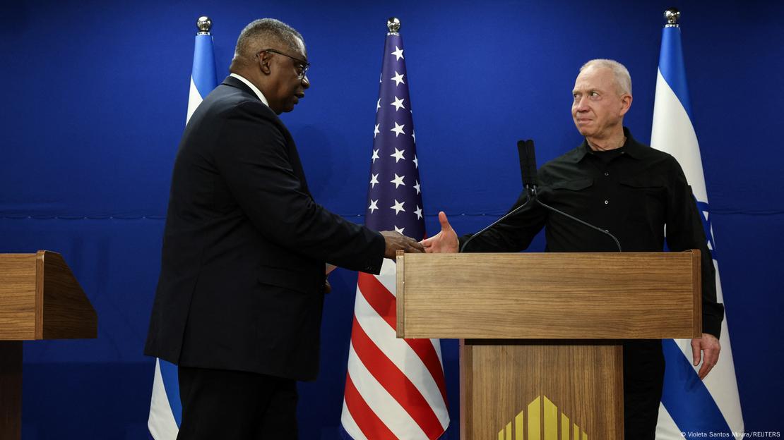 Israel PK Verteidigungsminister Yoav Gallant und US-Verteidigungsminister Austin in Tel Aviv