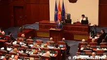 Nordmazedonien: Neujahrsrede von Präsident Stevo Pendarovski im Parlament. Skopje, 19.12.2023 Petr Stojanovski
