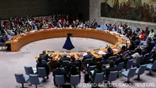 Members of the United Nations Security Council vote on a proposal to demand that Israel and Hamas allow aid access to the Gaza Strip - via land, sea and air routes - and set up U.N. monitoring of the humanitarian assistance delivered, during a meeting at the U.N. headquarters in New York, U.S., December 22, 2023. REUTERS/David Dee Delgado 