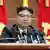 朝鲜领导人金正恩在"朝鲜劳动党第八届中央委员会第九次全体会议"上发表讲话。