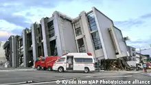 02/01/2024 **A building falls on the ground following an earthquake in Wajima, Ishikawa prefecture, Japan Tuesday, Jan. 2, 2024. A series of major earthquakes started a fire and collapsed buildings on the west coast of Japan’s main island, Honshu. (Kyodo News via AP)