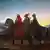 Painting of the Three Wise Men, riding horses.