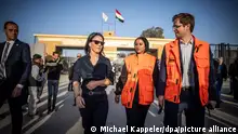 Annalena Baerbock (Bündnis90/Die Grünen), besucht den Grenzübergang zum Gazastreifen in Rafah und spricht mit Mitarbeitern der Deutschen Botschaft. Baerbock führt nach dem Angriff der Hamas auf Israel Gespräche in Israel, den Palestinänsichen Gebieten, Ägypten und dem Libanon.