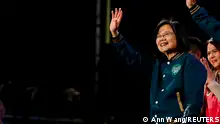  January 6, 2024**Taiwan's President Tsai Ing-wen waves at the audience while attending Lai Ching-te, Taiwan's vice president and the ruling Democratic Progressive Party's (DPP) presidential candidate campaign rally in New Taipei City, Taiwan January 6, 2024. REUTERS/Ann Wang