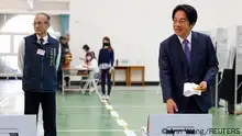 Lai Ching-te, Taiwan's vice president and the ruling Democratic Progressive Party's (DPP) presidential candidate casts his vote at a polling station during the presidential and parliamentary elections in Tainan, Taiwan January 13, 2024. REUTERS/Ann Wang 