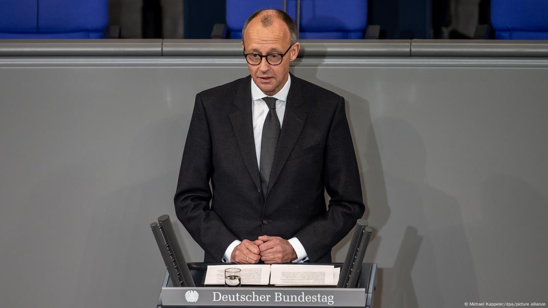 Der CDU-Vorsitzende Friedrich Merz bei seiner Rede beim Trauerstaatsakt für Wolfgang Schäuble im Bundestag am 22. Januar 2024