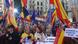 Protesters hold flags and banners in Madrid's protest Protesters hold flags and banners in Madrid's protest