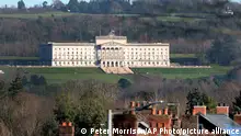 Parliament buildings, Stormont, over looking east Belfast , Northern Ireland, Tuesday, Jan 30, 2024. Sinn Fein's Michelle O'Neill is now Northern Ireland First Minister designate and is due to be the first Nationalist to take the position in the history of the state. (AP Photo/Peter Morrison)