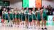 The Ireland women's basketball team singing the national anthem, standing in a line with their hands on each other's shoulders The Ireland women's basketball team singing the national anthem, standing in a line with their hands on each other's shoulders