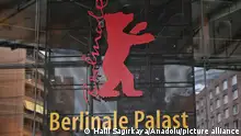 BERLIN, GERMANY - FEBRUARY 09: The logo of the Berlin International Film Festival hung up in the Berlinale Palas as preparations for the 74th Berlin International Film Festival (Berlinale) at Berlinale Palast in Berlin, Germany on February 09, 2024. Halil SaÄÄ±rkaya / Anadolu