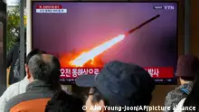 A TV screen shows a file image of North Korea's missile launch during a news program at the Seoul Railway Station in Seoul, South Korea, Wednesday, Feb. 14, 2024. North Korea on Wednesday fired multiple cruise missiles into the sea in its fifth test of such weapons since January, South Korea's military said, extending a streak in weapons demonstrations that's elevating tensions in the region. (AP Photo/Ahn Young-joon)