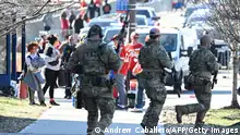 Police respond to an active shooter after shots were fired near the Kansas City Chiefs' Super Bowl LVIII victory parade on February 14, 2024, in Kansas City, Missouri. Multiple people were injured after gunfire erupted at the Kansas City Chiefs Super Bowl victory rally on Wednesday, local police said.
Kansas City Police said in a tweet multiple people were struck after shots rang out near Union Station, where just moments earlier Chiefs players had addressed fans. (Photo by ANDREW CABALLERO-REYNOLDS / AFP) (Photo by ANDREW CABALLERO-REYNOLDS/AFP via Getty Images)