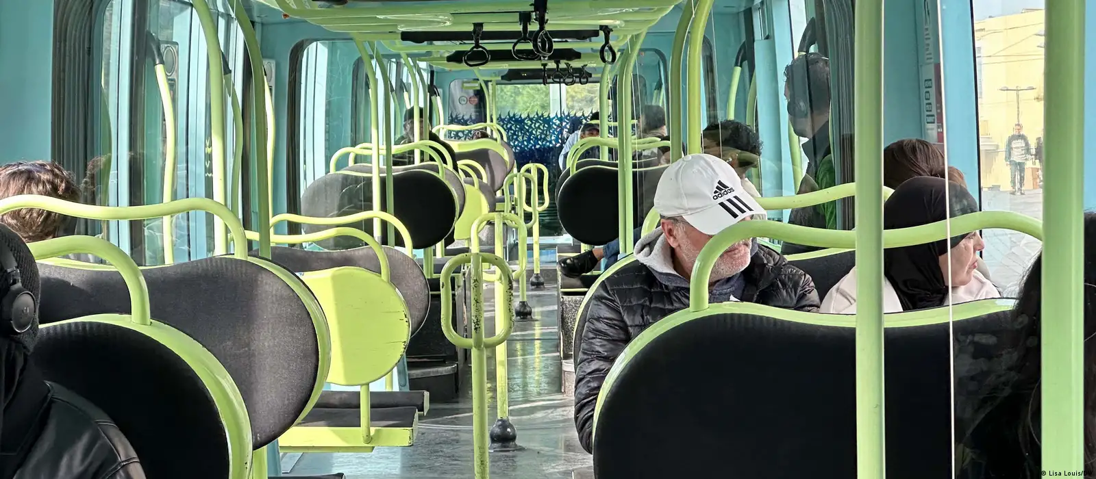Passengers sitting on a bus