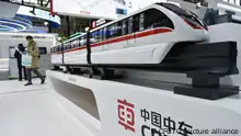 06.12.2023
NANJING, CHINA - DECEMBER 6, 2023 - The straddle monorail model of Wuhu is displayed in the CRRC exhibition area at the 2023 World Intelligent Manufacturing Conference at Nanjing International Expo Center, Jiangsu province, China, December 6, 2023.
