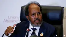 17/02/2024 Somalia's President Hassan Sheikh Mohamud speaks during a press conference at the 37th Ordinary Session of the Assembly of the African Union (AU) at the African Union Headquarters, in Addis Ababa, Ethiopia February 17, 2024. REUTERS/Stringer