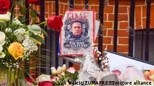 February 19, 2024, London, England, UK: Supporters of Alexei Navalny continue to leave flowers and tributes at the makeshift memorial opposite the Russian Embassy in London following the death of the opposition leader in prison in Russia. (Credit Image: Â© Vuk Valcic/ZUMA Press Wire