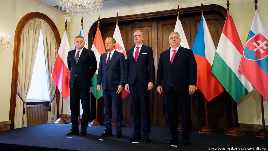 Ruska invazija na Ukrajinu početkom 2022. otkrila je duboke podele između članica Višegradske grupe. Na slici: tadašnji premijeri Slovačke, Poljske, Češke i Mađarske na poslednjem sastanku Višegradske grupe u februaru 2024.