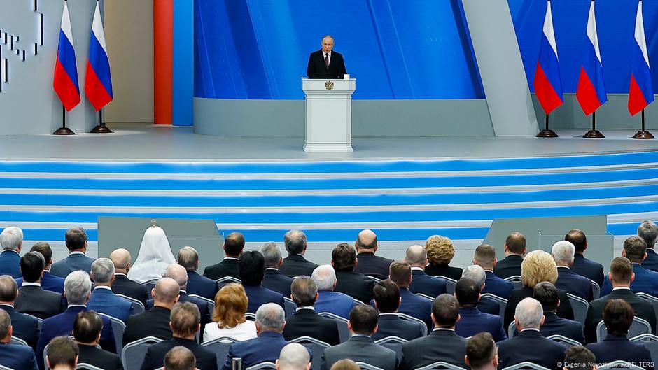Predsednik Rusije Vladimir Putin tokom obraćanja pred oba doma parlamenta