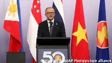06.03.2024+++ Australian Prime Minister Anthony Albanese speaks at a joint press conference with the Prime Minister of Lao, Sonexay Siphandone, at the conclusion of the ASEAN-Australia Special Summit in Melbourne, Australia, Wednesday, March 6, 2024. (AP Photo/Hamish Blair)