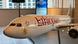 A model of a Boeing 777X in Ethiopian Airlines livery, promoting a sales deal with Boeing, on display in March 2024 archive ímage. A model of a Boeing 777X in Ethiopian Airlines livery, promoting a sales deal with Boeing, on display in March 2024 archive ímage.