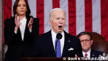 US President Joe Biden delivers his third State of the Union address in the House Chamber of the US Capitol in Washington, DC, USA, 07 March 2024. SHAWN THEW/Pool via REUTERS