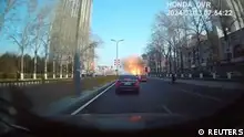 A dashcam view shows the moment of an explosion in Sanhe, Langfang City, Hebei Province, China in this screen grab from video obtained by Reuters March 13, 2024. Video Obtained By Reuters/via REUTERS THIS IMAGE HAS BEEN SUPPLIED BY A THIRD PARTY. NO RESALES. NO ARCHIVES.
