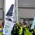 The UFO cabin crew union striking at Frankfurt airport on March 12