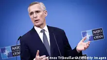 NATO Secretary General Jens Stoltenberg speaks during a press conference to present the organisation's Annual Report for 2023 at the NATO headquarters in Brussels, on March 14, 2024. (Photo by Kenzo TRIBOUILLARD / AFP) (Photo by KENZO TRIBOUILLARD/AFP via Getty Images)