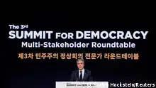 U.S. Secretary of State Antony Blinken speaks at the third Summit for Democracy, in Seoul, South Korea, March 18, 2024. REUTERS/Evelyn Hockstein/Pool