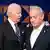 جو بایدن دست دوستانه بر گردن نتانیاهو انداخته و نتانیاهو با تردید به پایین نگاه می‌کند