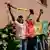 Senegal Dakar: Supporters of the opposition, in colourful T-shirts waving and holding the Senegalese flag