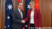 China’s Foreign Minister Wang Yi meets with Australia's Foreign Affairs Minister Penny Wong at Parliament House, in Canberra, March 20, 2024. Mick Tsikas/AAP/via REUTERS ATTENTION EDITORS - THIS IMAGE WAS PROVIDED BY A THIRD PARTY. NO RESALES. NO ARCHIVE. AUSTRALIA OUT. NEW ZEALAND OUT. NO COMMERCIAL OR EDITORIAL SALES IN NEW ZEALAND. NO COMMERCIAL OR EDITORIAL SALES IN AUSTRALIA.
