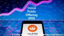 December 17, 2021, Asuncion, Paraguay: Illustration: Logo of Reddit, a social media platform, is displayed on a smartphone backdropped by abstract presentation of line chart, the term IPO (Initial public offering) and numbers. (Credit Image: Â© Andre M. Chang/ZUMA Press Wire