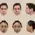 Imágenes generadas por ordenador de las distorsiones de un rostro masculino (arriba) y femenino (abajo), tal como las percibió el paciente del estudio.