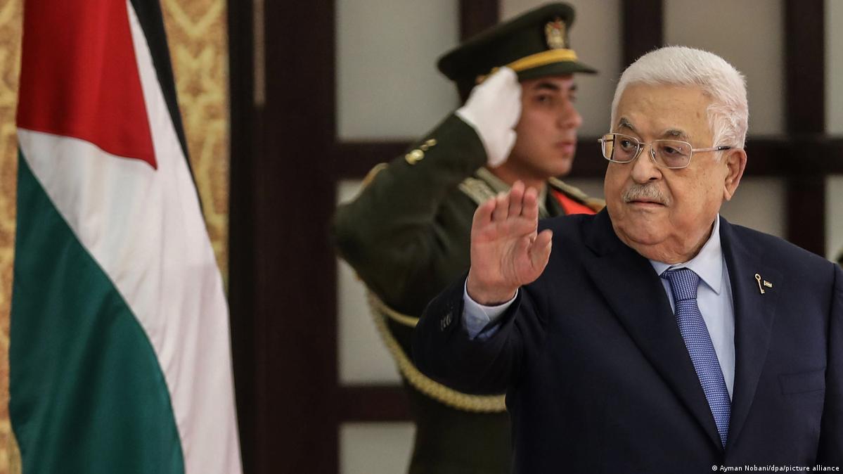 Palestinian President Mahmoud Abbas attending a swearing-in ceremony in Ramallah in 2024.