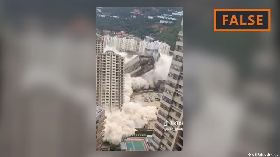 Image accompanying One video currently circulating on X, formerly Twitter, purports to show several high-rise buildings that toppled almost like building blocks in the wake of the