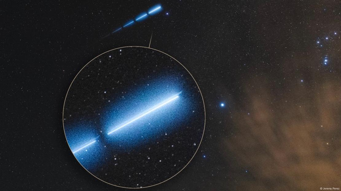 Las fotos con zoom revelan una segunda línea de luz, más tenue y paralela a la principal Las fotos con zoom revelan una segunda línea de luz, más tenue y paralela a la principal