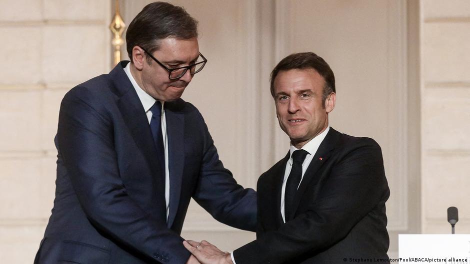 Predsednici Srbije Aleksandar Vučić i Francuske Emanuel Makron u Parizu 8. aprila 2024.