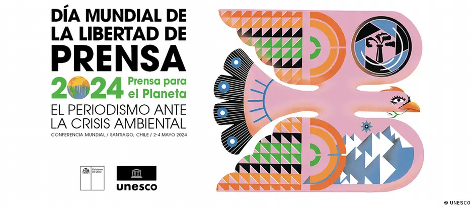Design der UNESCO für Welttag der Pressefreiheit in Santiago de Chile