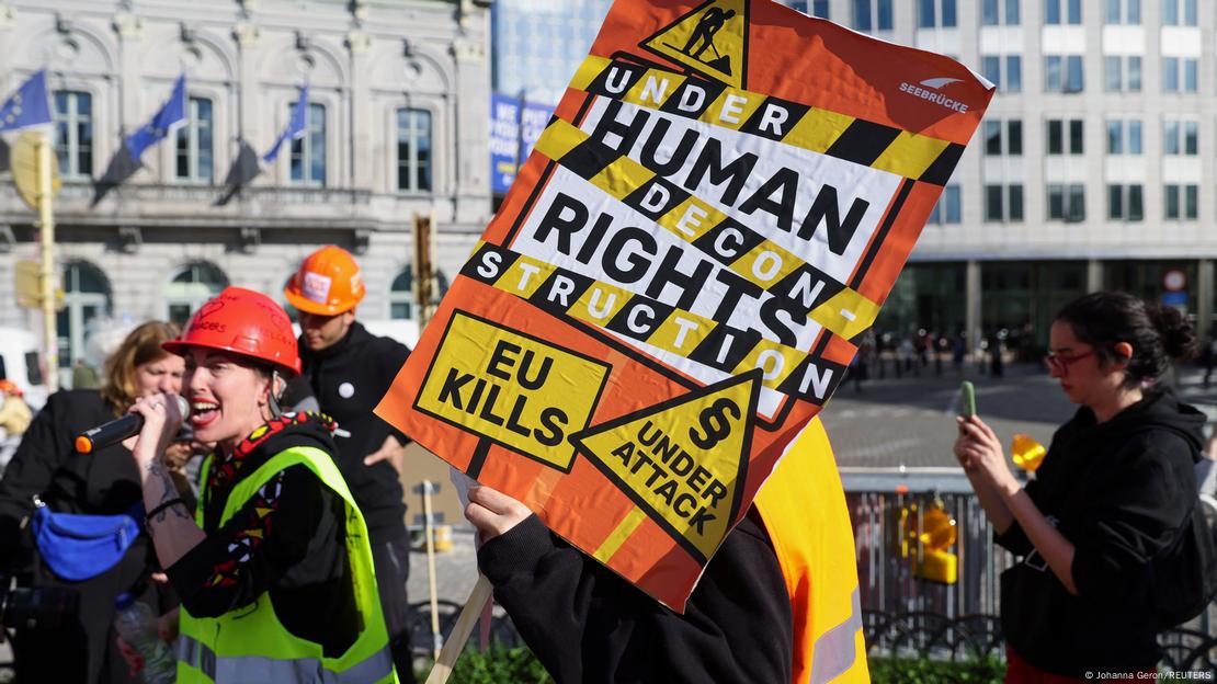 Protesta en Bruselas contra la política migratoria de la UE.