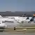 Lufthansa planes on the ground at Munich's airport