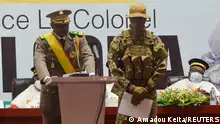  June 7, 2021*FILE PHOTO: Colonel Assimi Goita, leader of two military coups and new interim president, speaks during his inauguration ceremony in Bamako, Mali June 7, 2021. REUTERS/Amadou Keita//File Photo