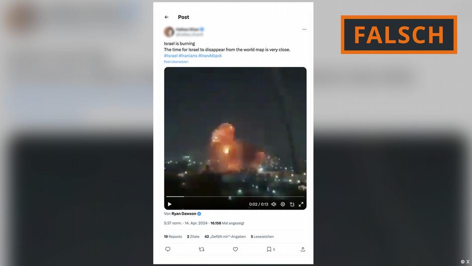 „Izrael gori“, piše u postu – video je međutim stariji i verovatno prikazuje ukrajinski napad 24. marta ove godine na Sevastopolj na Krimu koji je okupirala Rusija