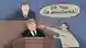 Карикатура о драке в грузинском парламенте во время обсуждения закона об иностранном влиянии: карикатурный депутат бьем кулаком другого, стоящего за ораторской трибуной, со словами "Это тебе за иноагентов!"