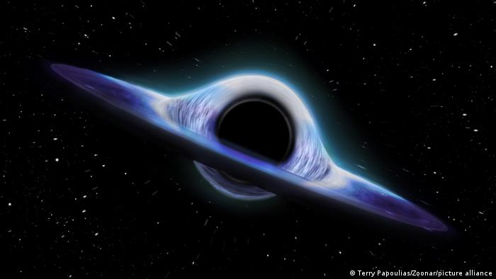 Buracos negros estelares são criados a partir do colapso de estrelas massivas no final de suas vidas. Acima, uma representação artística