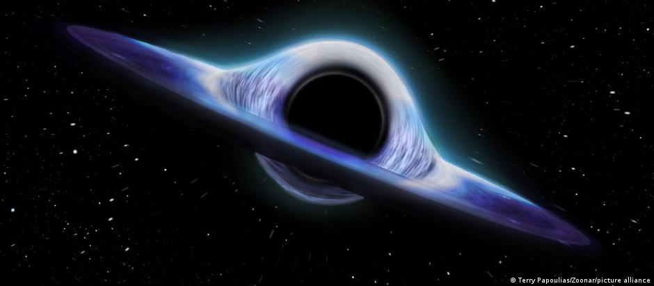 Buracos negros estelares são criados a partir do colapso de estrelas massivas no final de suas vidas. Acima, uma representação artística